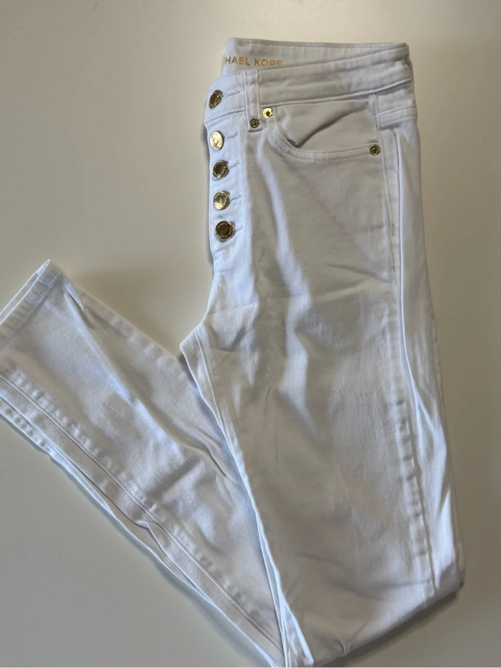MICHAEL KORS White Selma Skinny Button-Fly Jeans